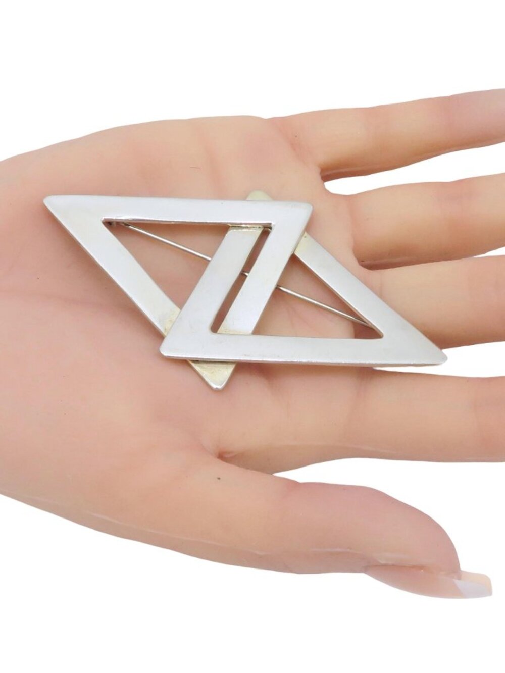 Vintage Taxco Mexico 925 Sterling Silver Large Modernist Brooch Pin 22.3 grams